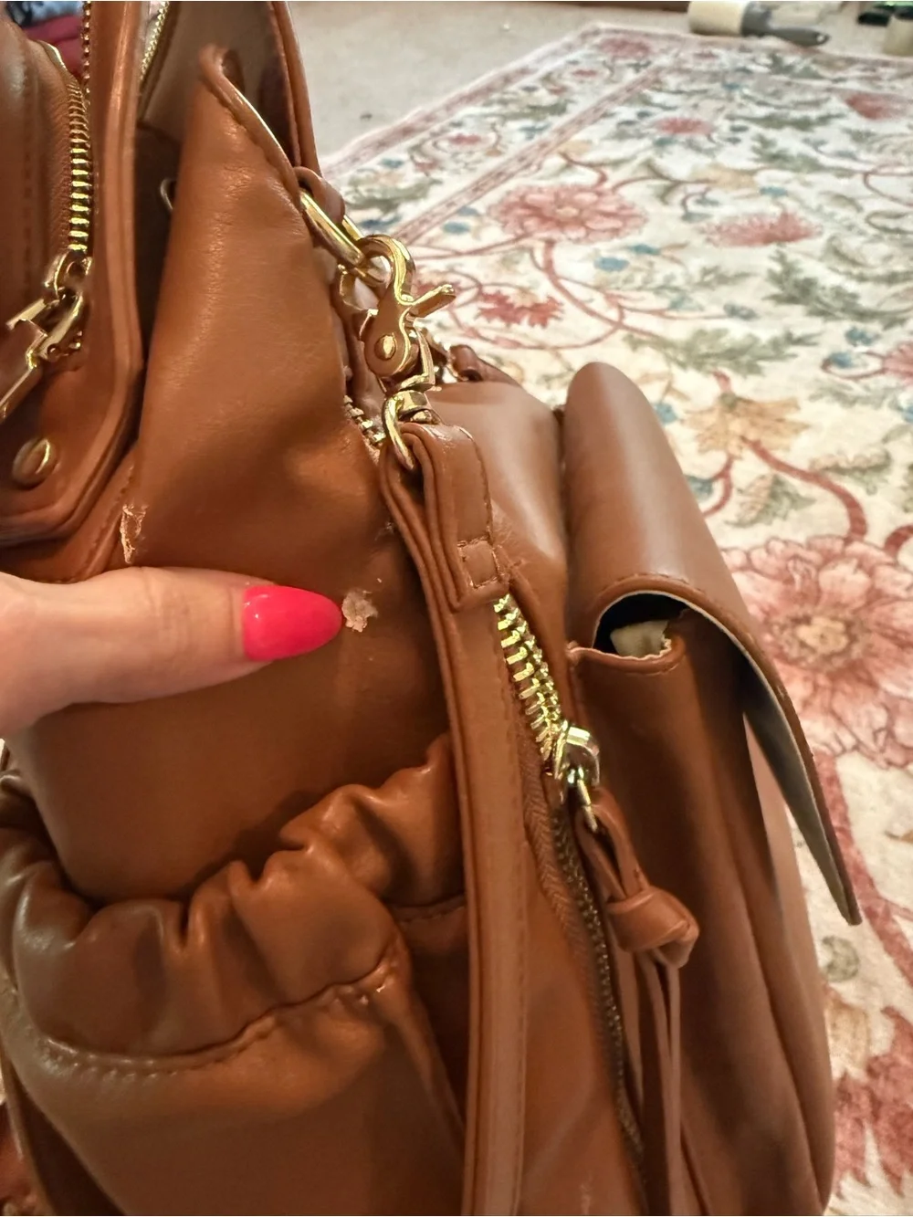 Miss Fong Leather Tote in Warm Cognac